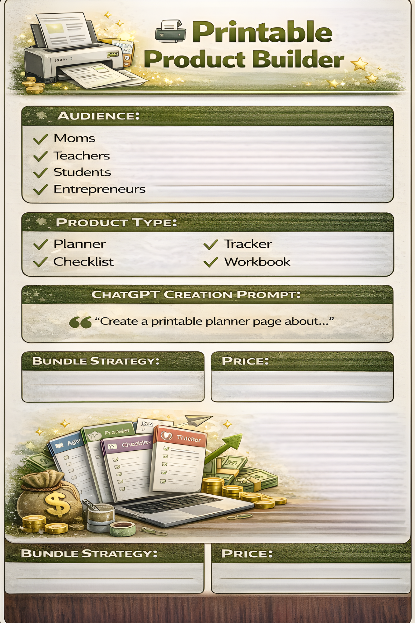 30-Day AI Business Planner | Printable Digital Income Workbook