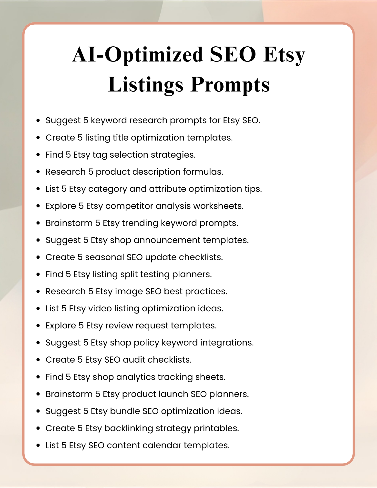 1000+ Etsy Niche Prompts for Printables, Digital Products & Etsy SEO Growth