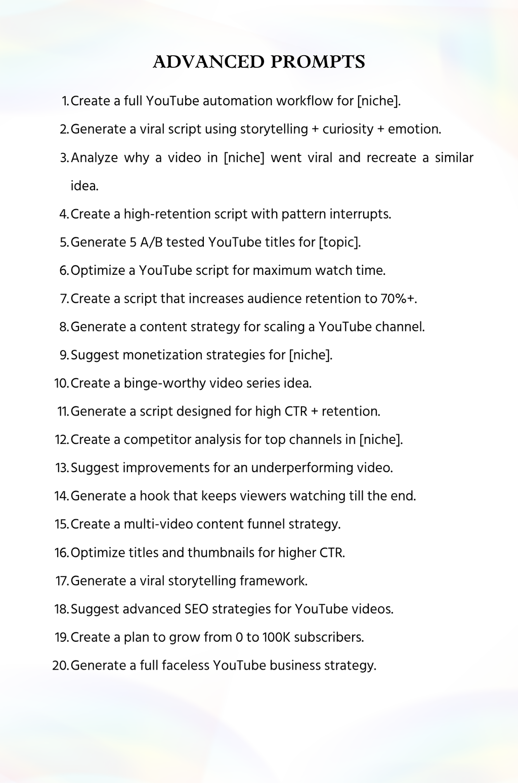 1400 AI Prompts for YouTube Automation