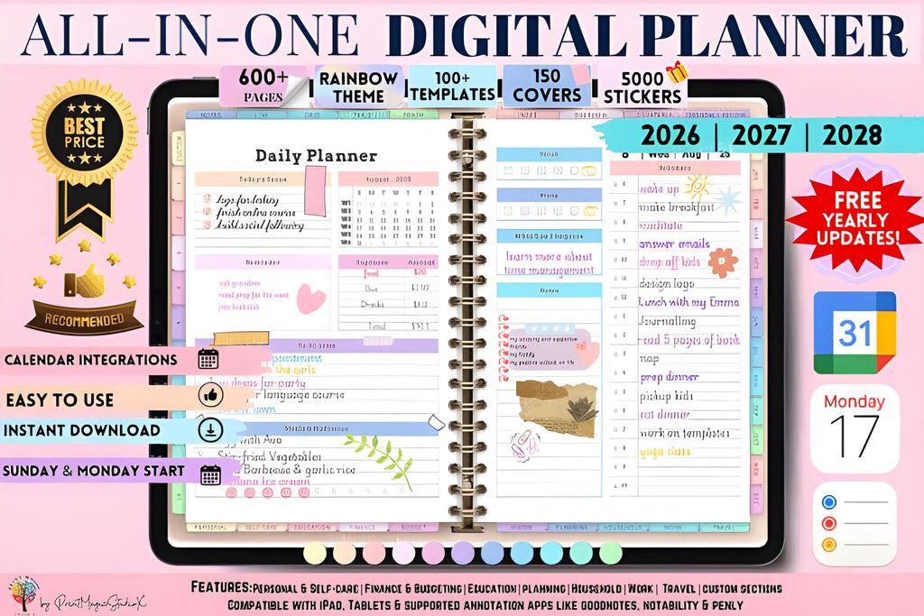 All-in-One Digital Planner 2026, 2027, 2028