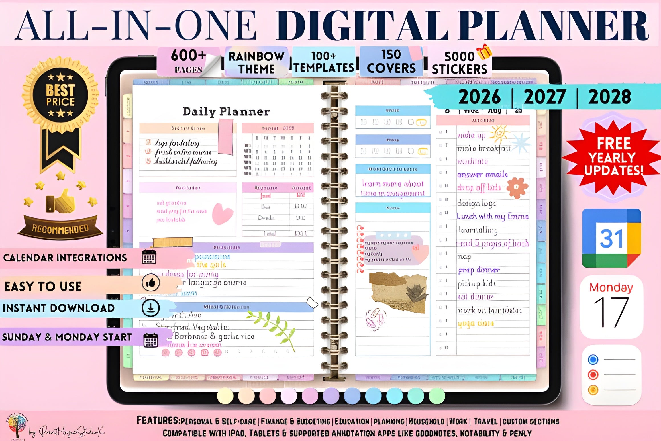All-in-One Digital Planner 2026, 2027, 2028